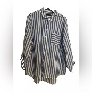**Mark & Spencer Blue/White Striped cotton Shirt Size 18